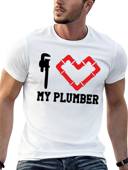 I Heart My Plumber Black Graphic Tee