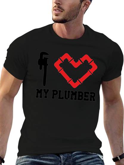 I Heart My Plumber Black Graphic Tee