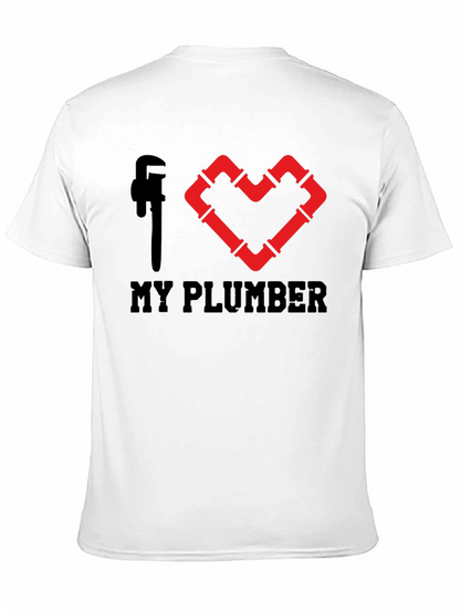 I Heart My Plumber Black Graphic Tee