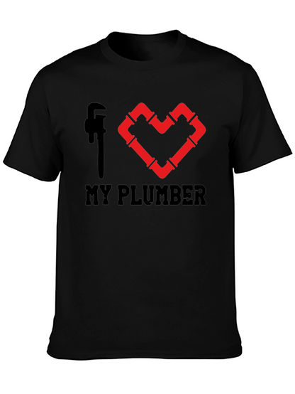 I Heart My Plumber Black Graphic Tee