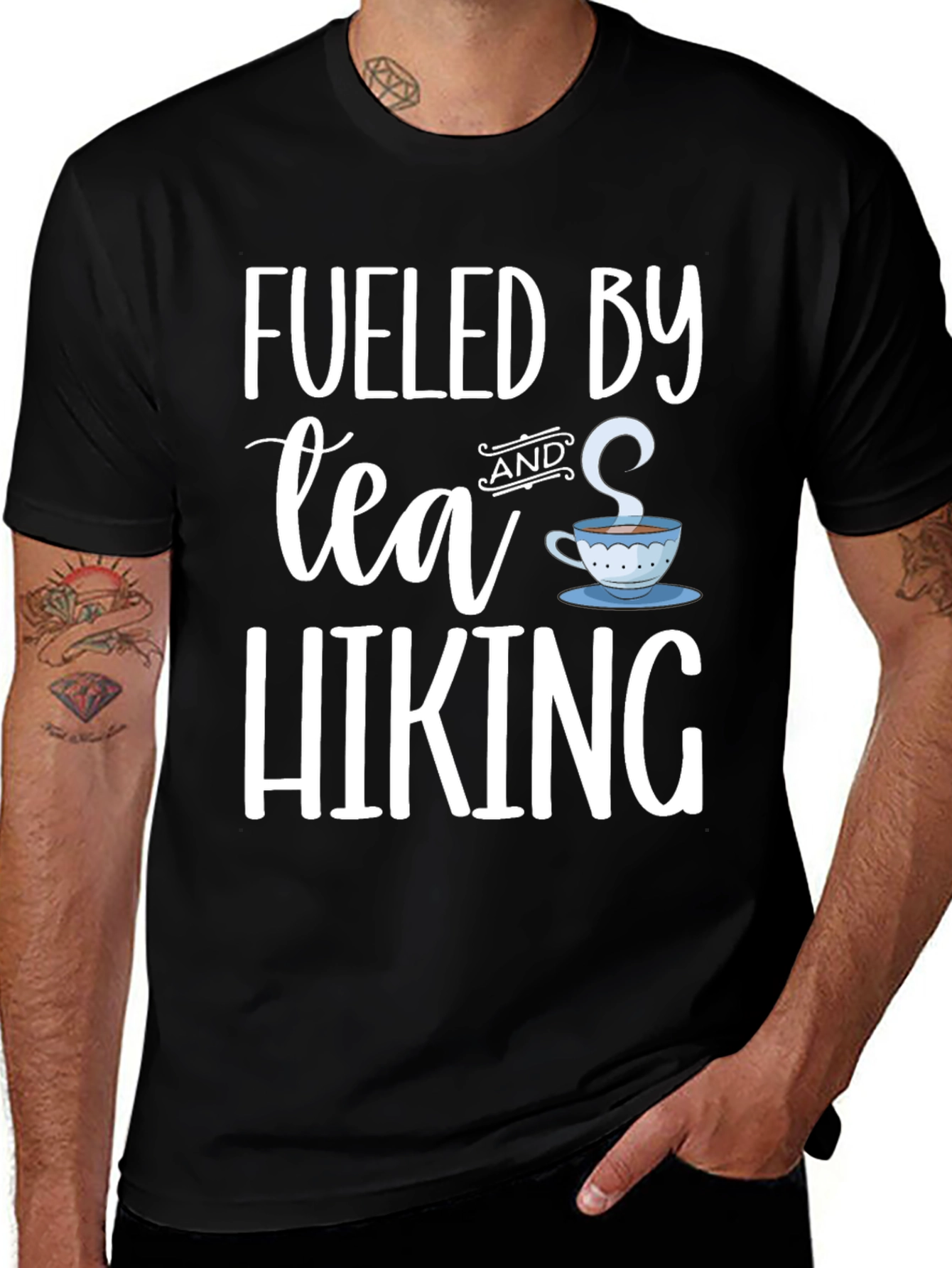 Fueled By Tea and Hiking T-Shirt Black