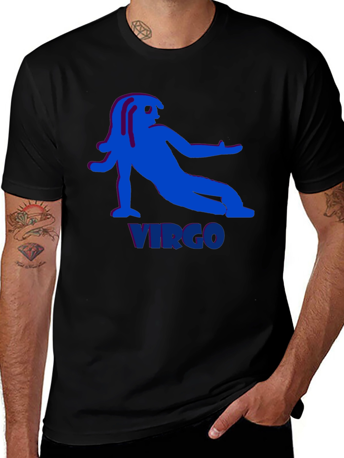 Virgo Zodiac Graphic Tee - Black Cotton T-Shirt