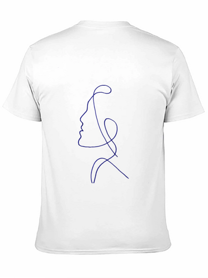 Abstract Face Line Art Black T-Shirt