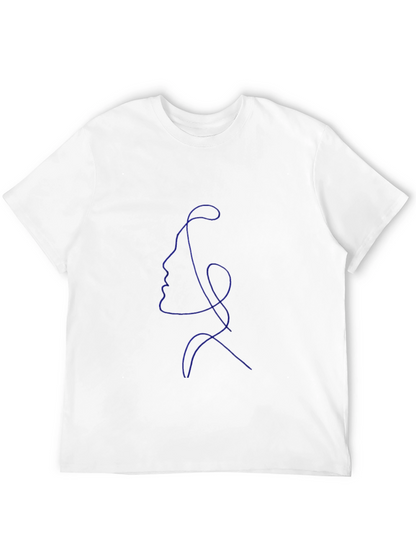 Abstract Face Line Art Black T-Shirt