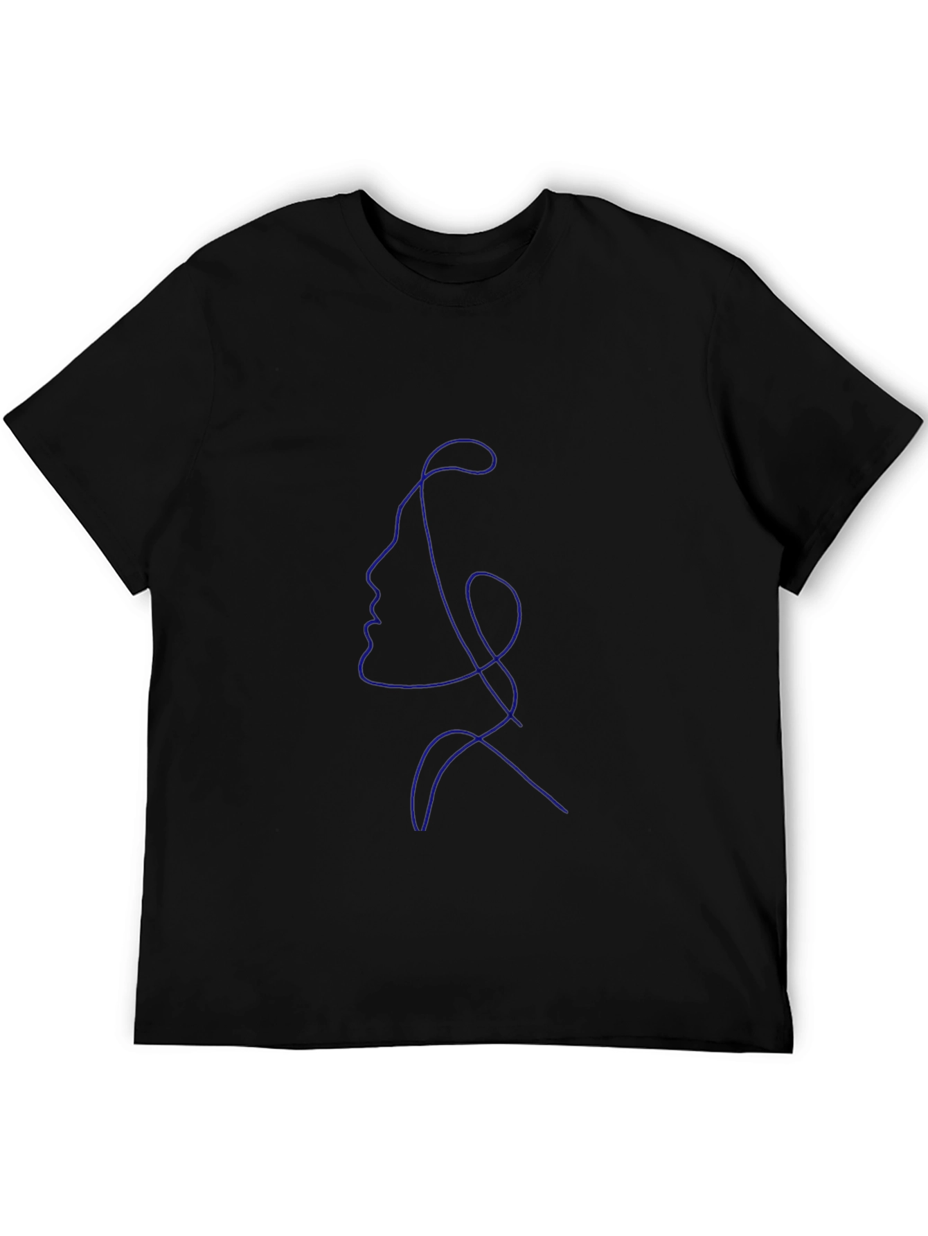 Abstract Face Line Art Black T-Shirt