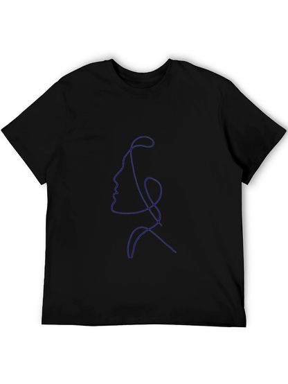 Abstract Face Line Art Black T-Shirt