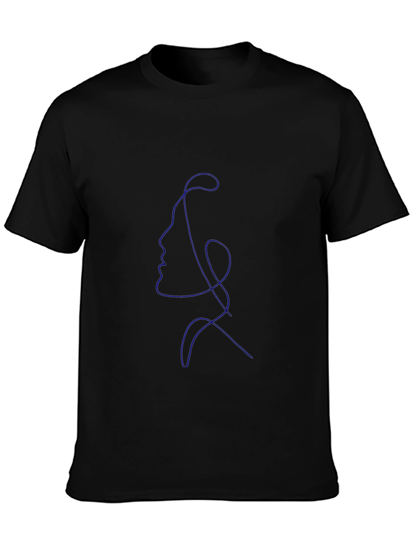 Abstract Face Line Art Black T-Shirt