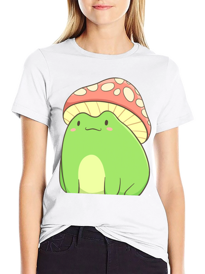 Frog Mushroom T-Shirt - Cute Cartoon Style
