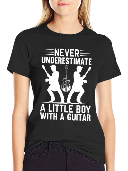 Never Underestimate Boy with Guitar Graphic Tee