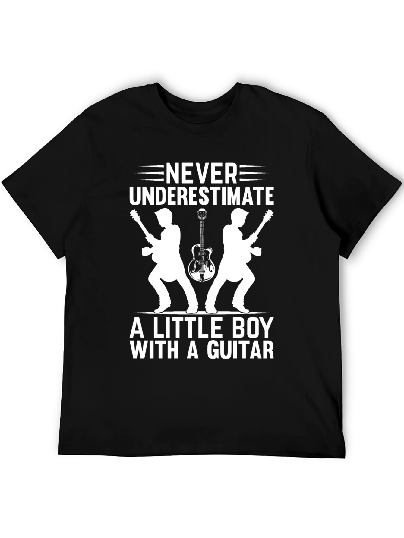 Never Underestimate Boy with Guitar Graphic Tee