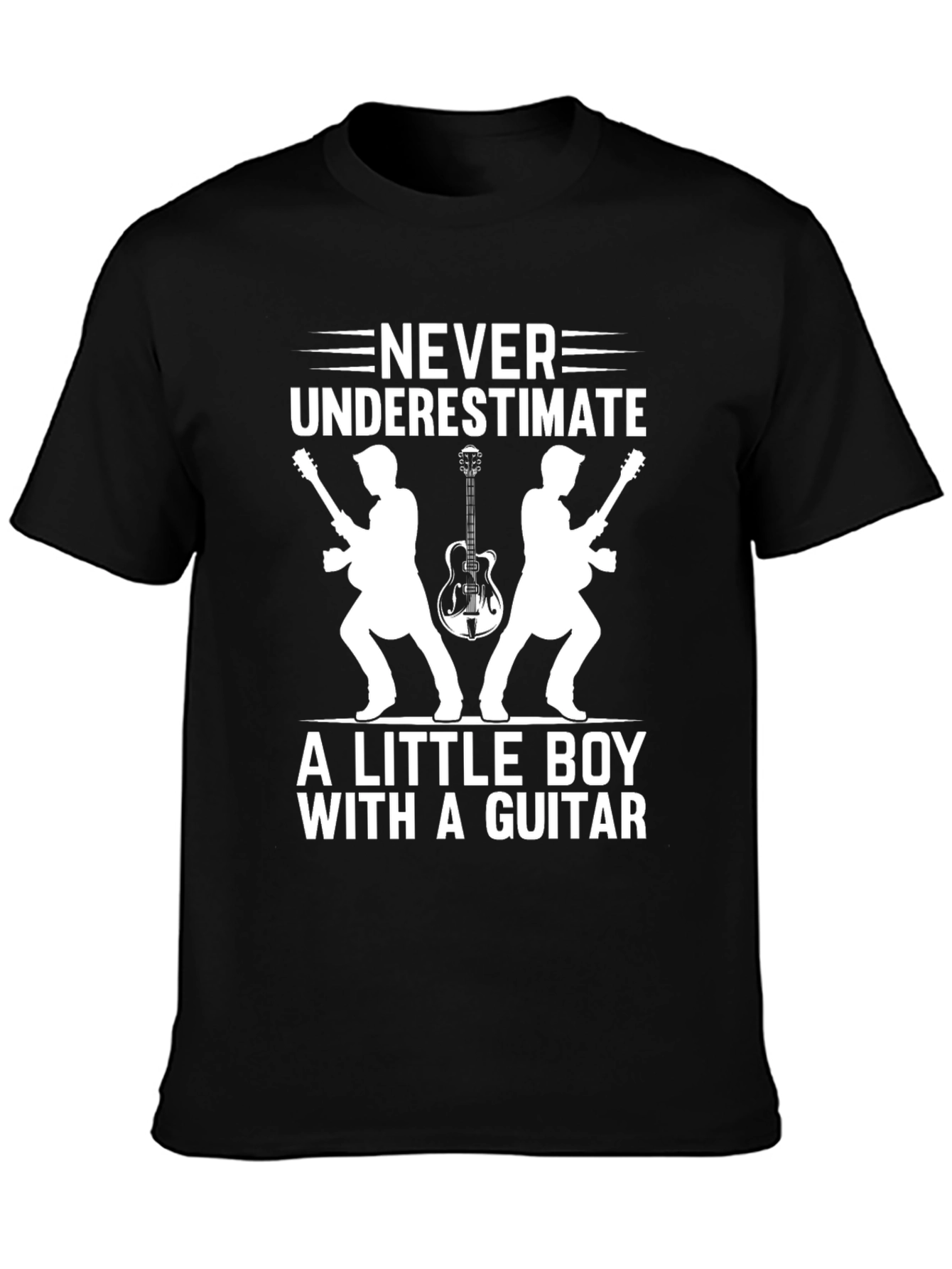 Never Underestimate Boy with Guitar Graphic Tee