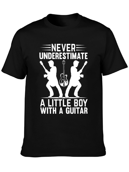 Never Underestimate Boy with Guitar Graphic Tee