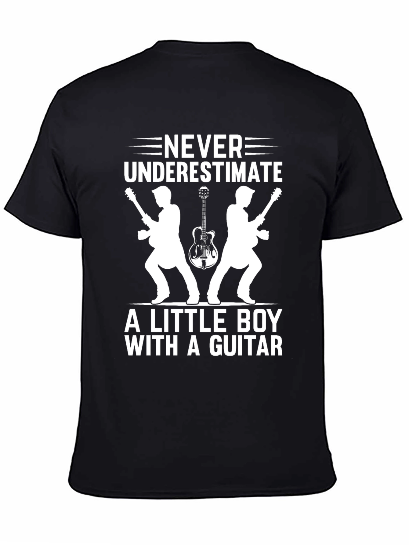 Never Underestimate Boy with Guitar Graphic Tee