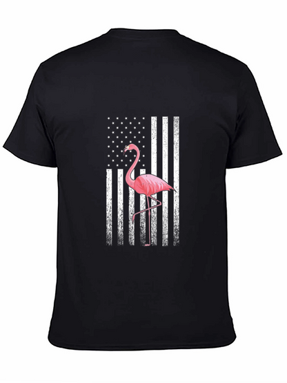 Flamingo American Flag Graphic T-Shirt