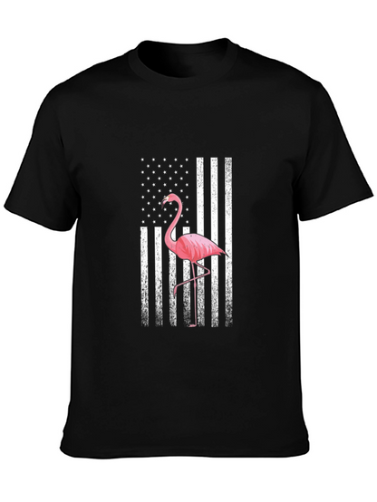 Flamingo American Flag Graphic T-Shirt