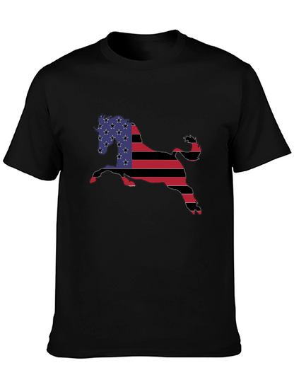 American Flag Horse Graphic T-Shirt