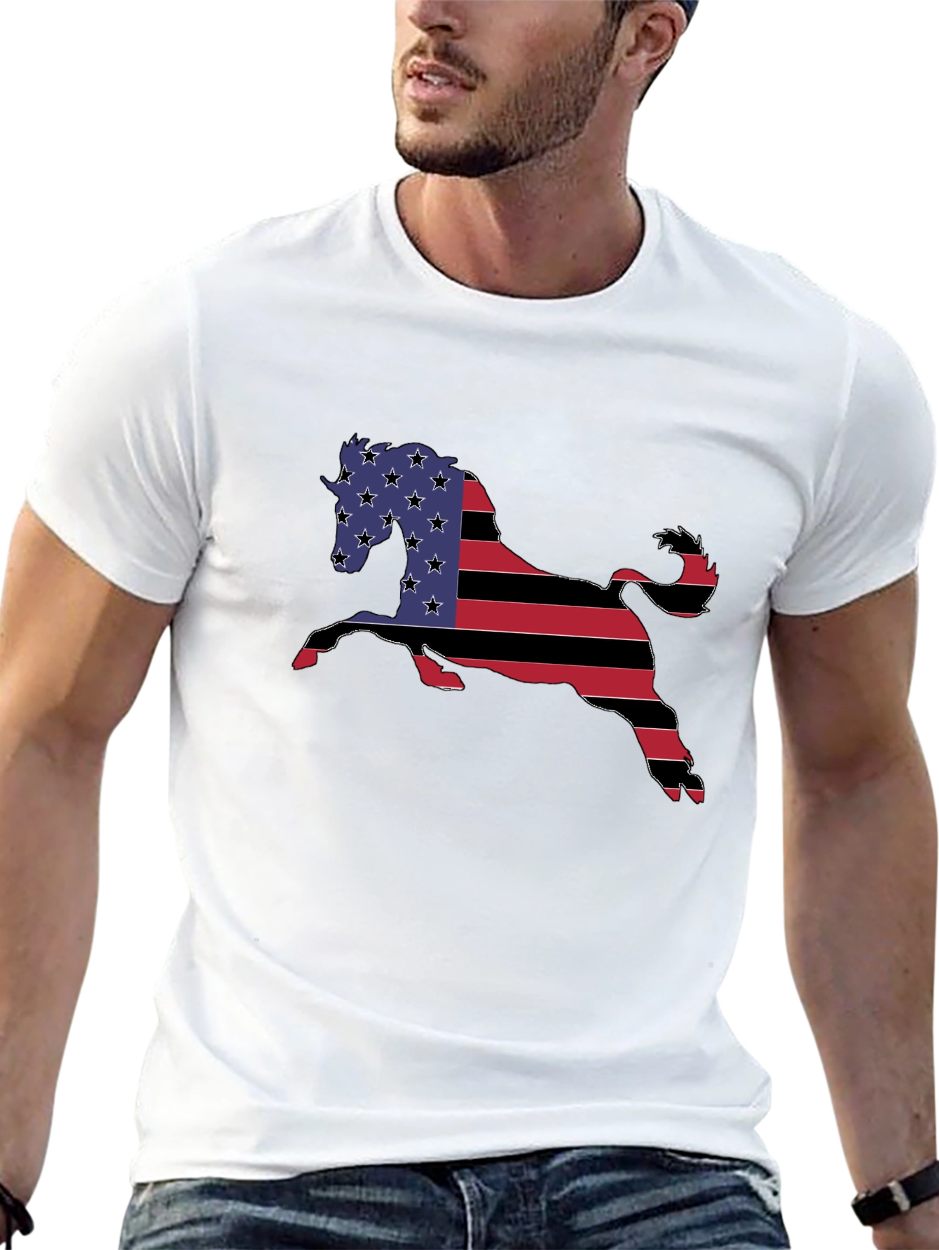 American Flag Horse Graphic T-Shirt
