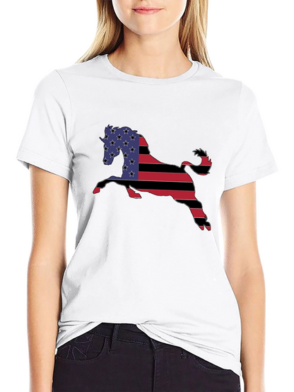 American Flag Horse Graphic T-Shirt