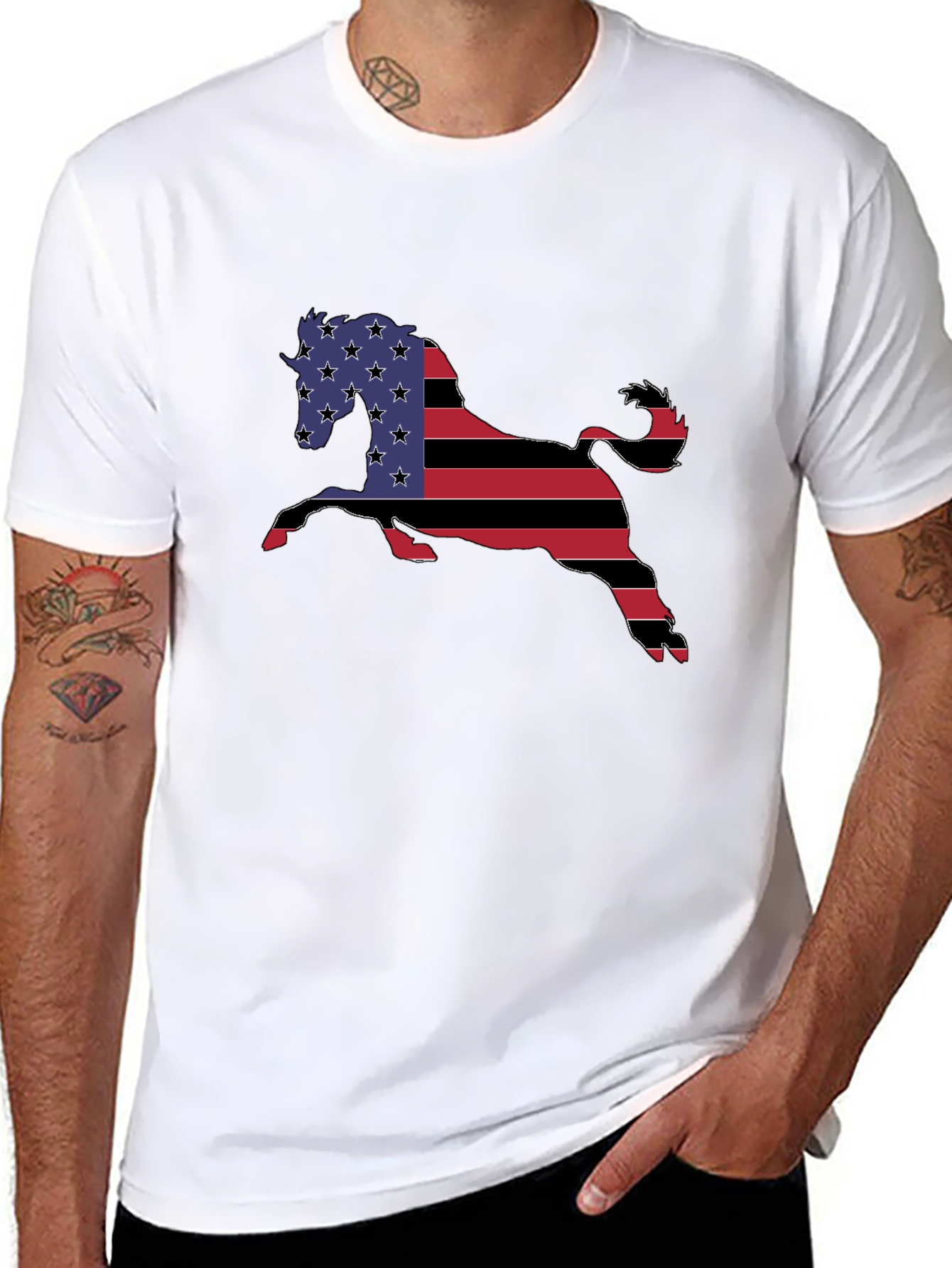 American Flag Horse Graphic T-Shirt