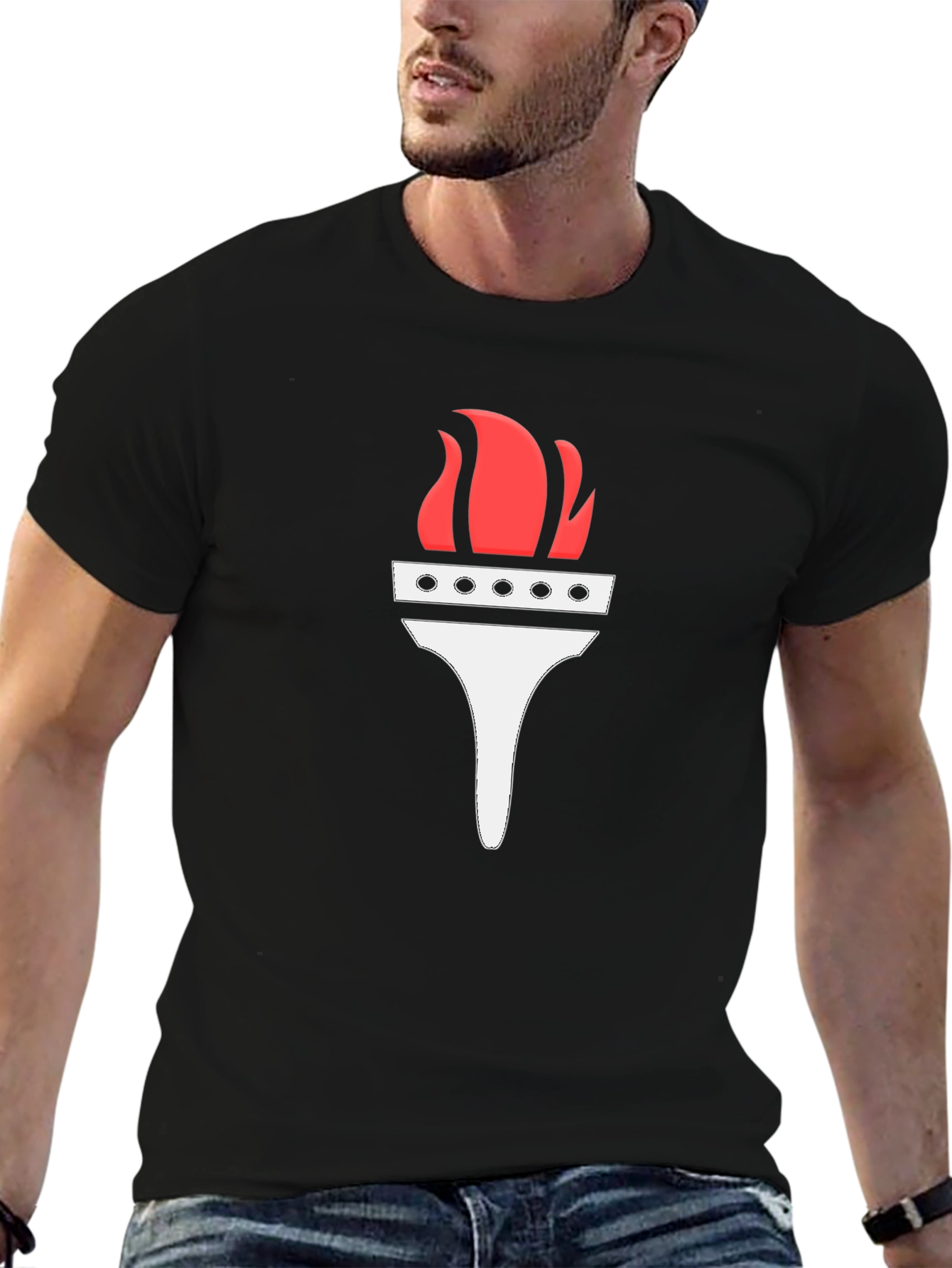 Torch Graphic Tee - Black Cotton T-Shirt