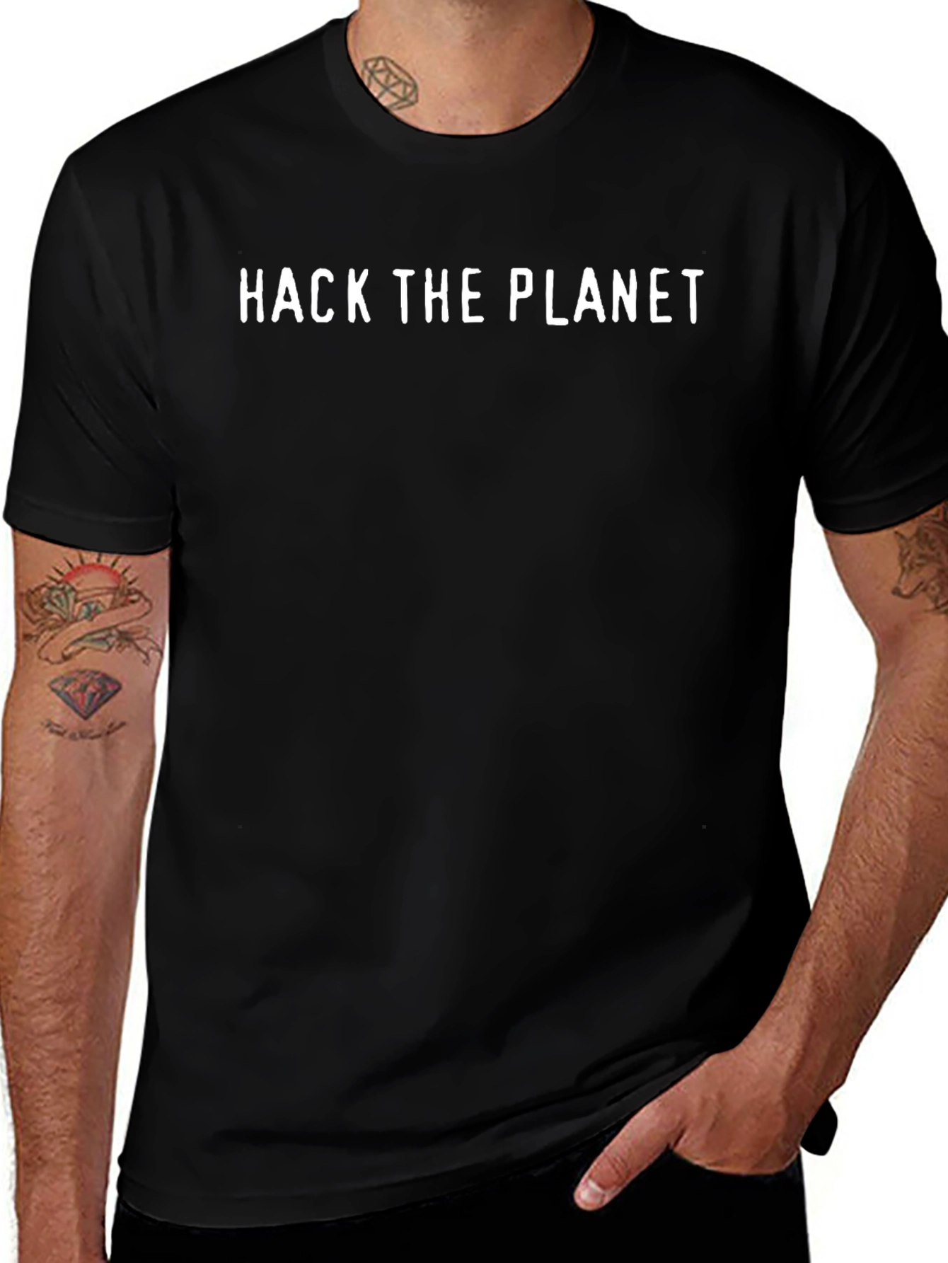 Hack the Planet Graphic Tee - Black Cotton T-Shirt
