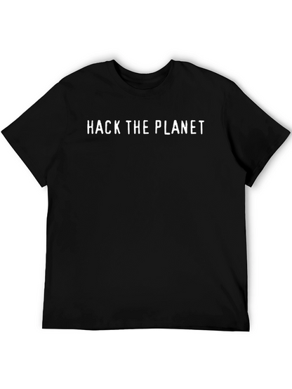 Hack the Planet Graphic Tee - Black Cotton T-Shirt