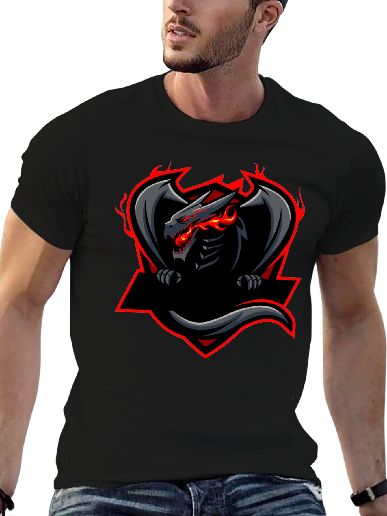 Mens Black Dragon Graphic Tee