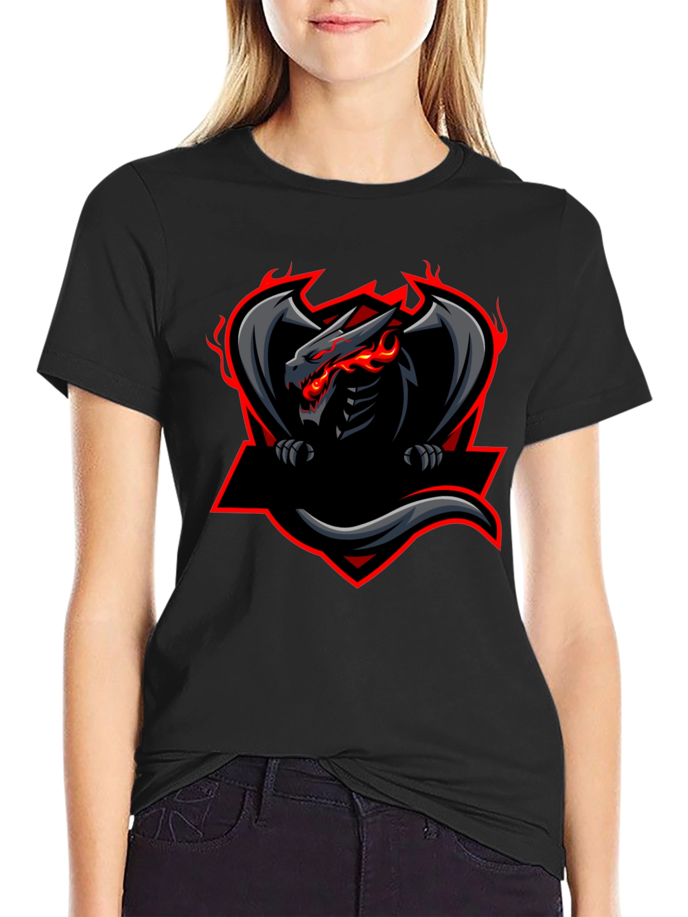 Mens Black Dragon Graphic Tee