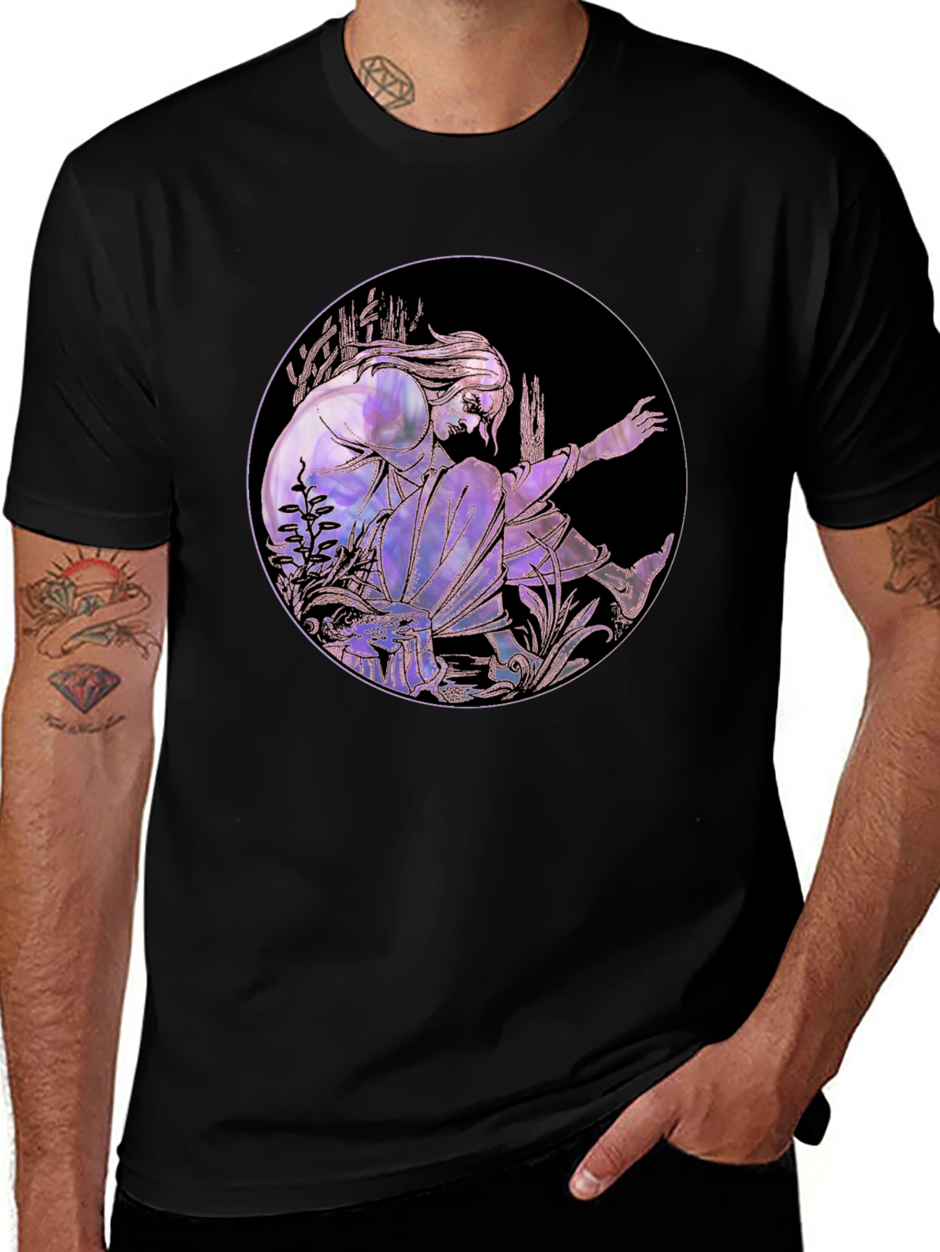 Artistic Graphic Tee - Stylish Black Cotton Blend