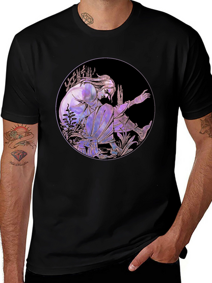 Artistic Graphic Tee - Stylish Black Cotton Blend