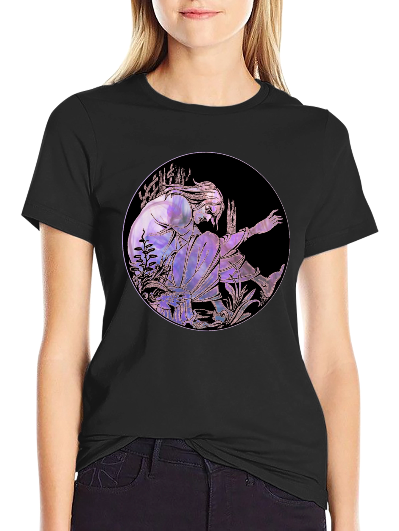 Artistic Graphic Tee - Stylish Black Cotton Blend