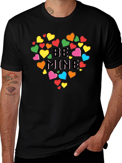 Be Mine Pixel Heart Graphic Tee - Black