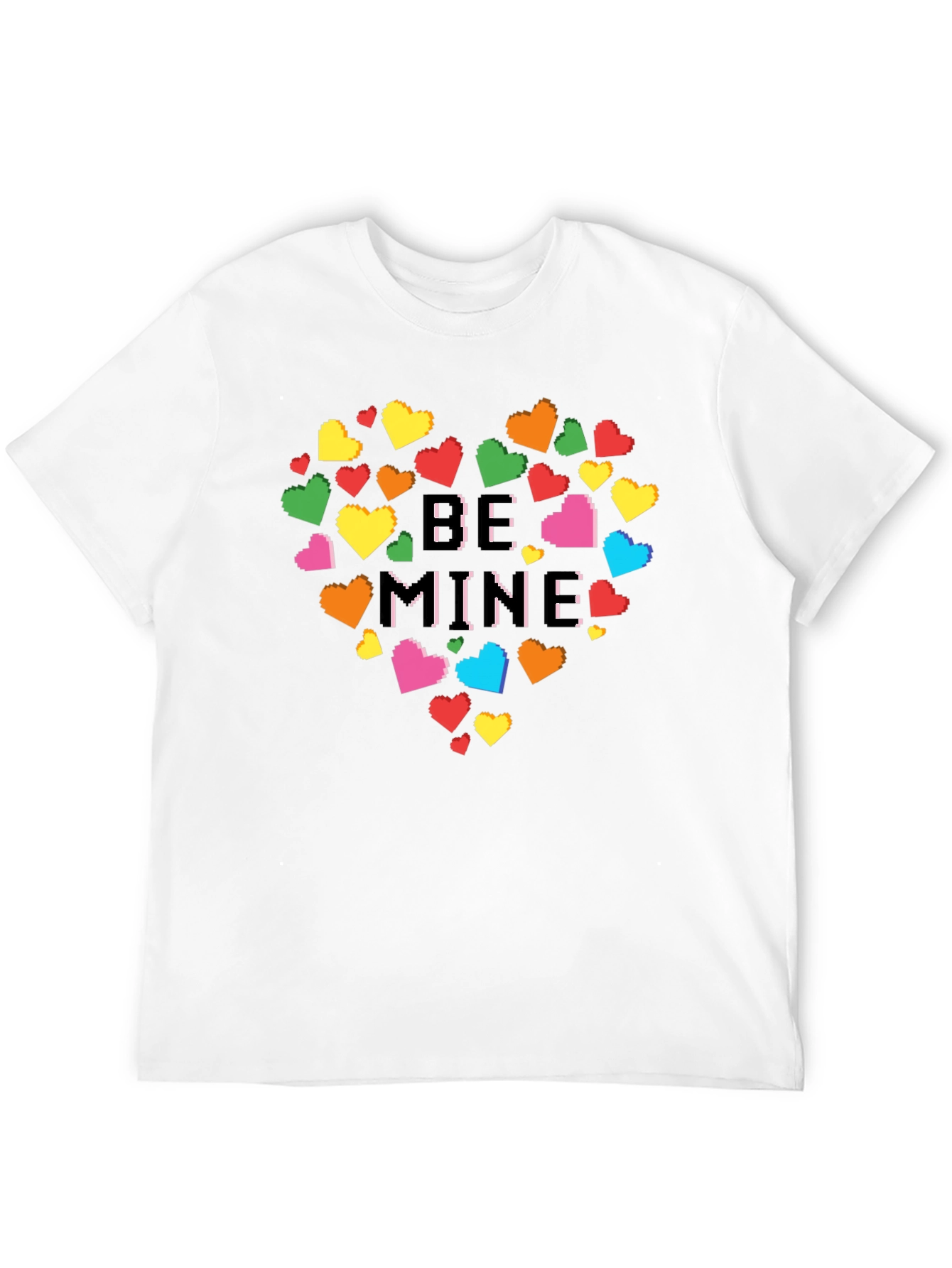 Be Mine Pixel Heart Graphic Tee - Black