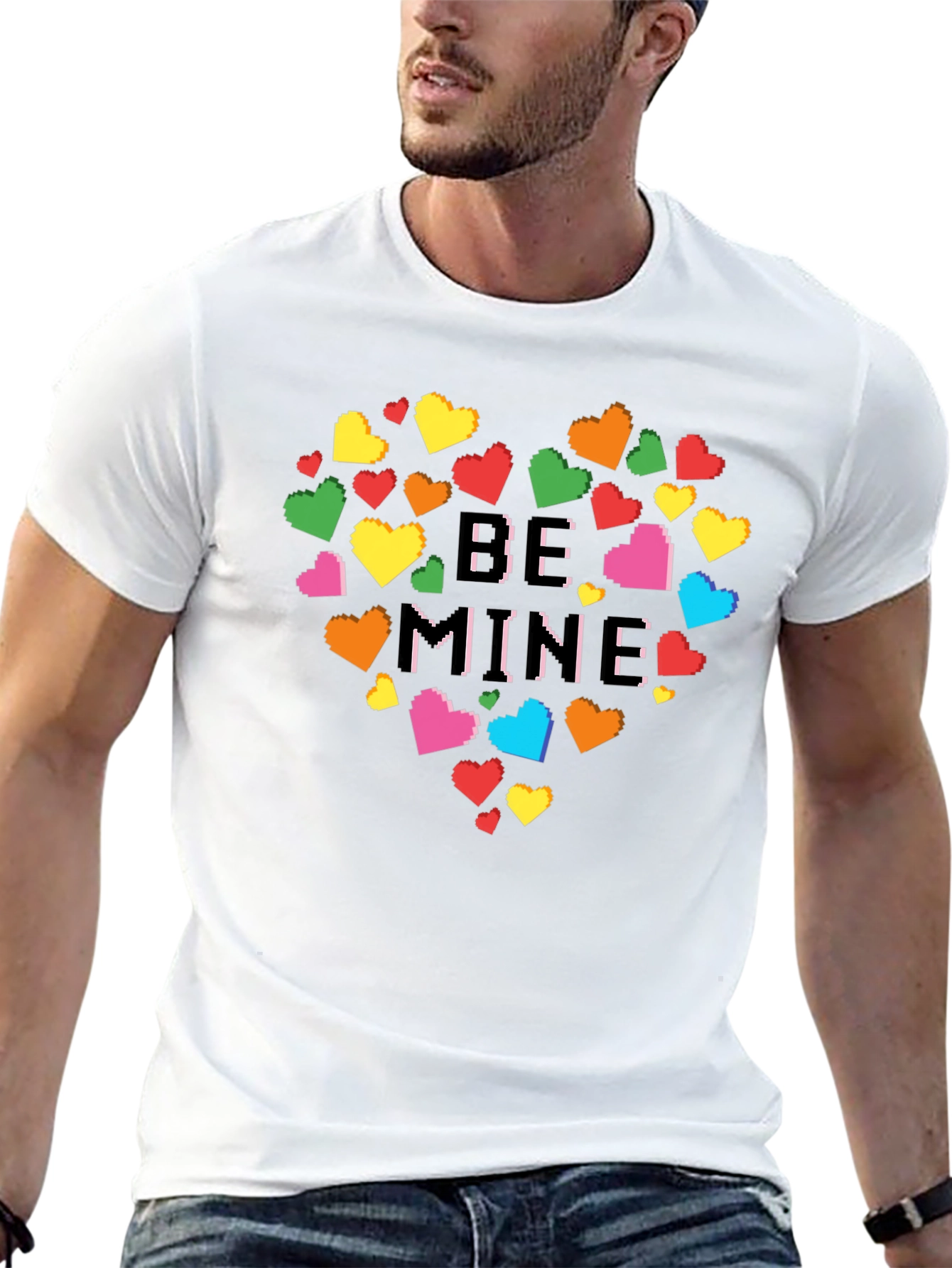 Be Mine Pixel Heart Graphic Tee - Black