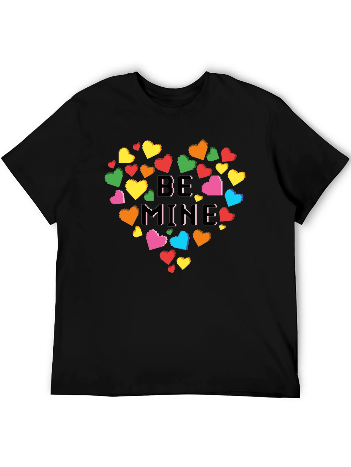 Be Mine Pixel Heart Graphic Tee - Black