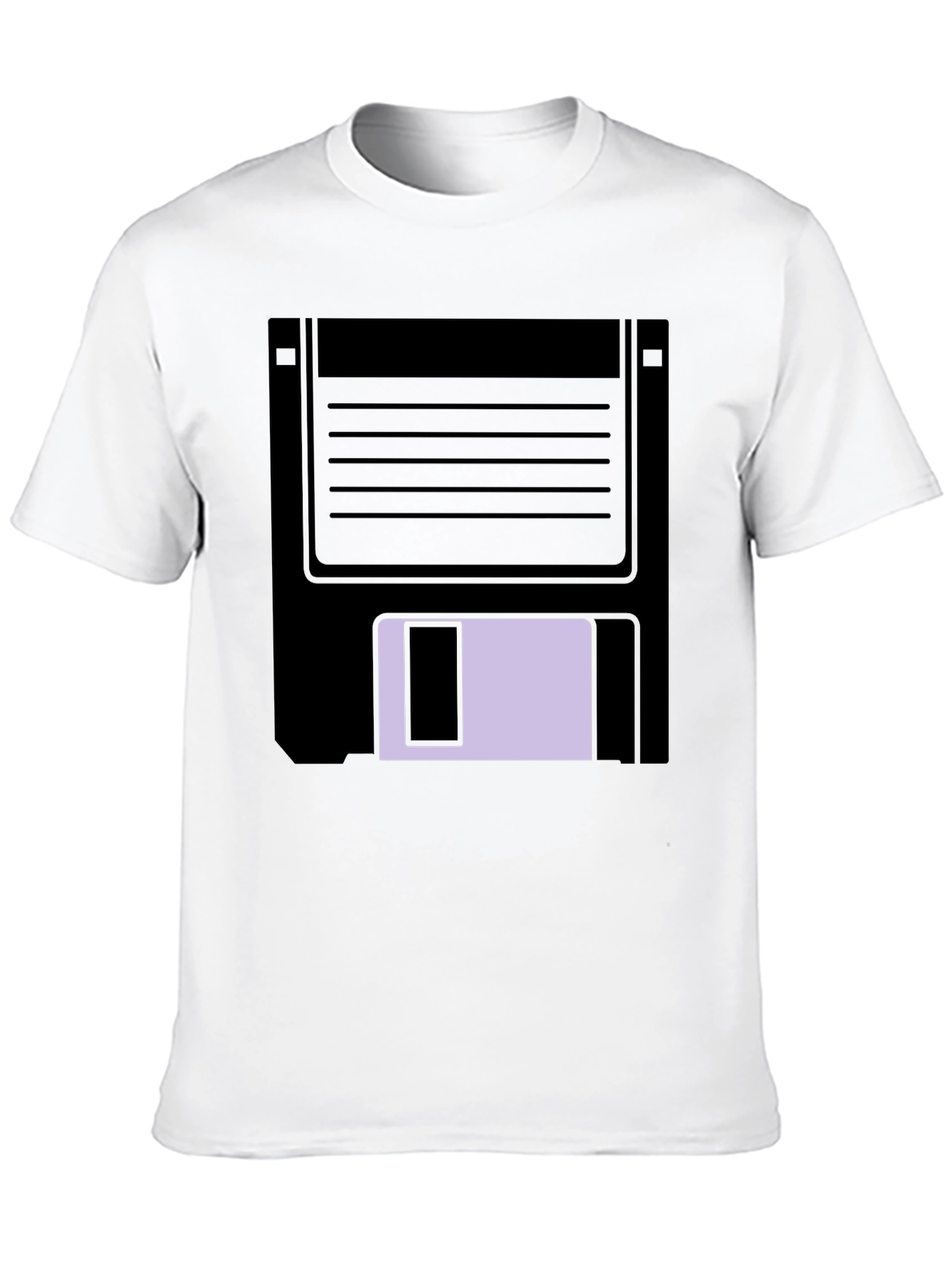 Retro Floppy Disk Graphic Tee - Black Casual T-Shirt
