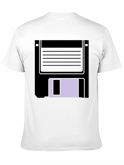 Retro Floppy Disk Graphic Tee - Black Casual T-Shirt