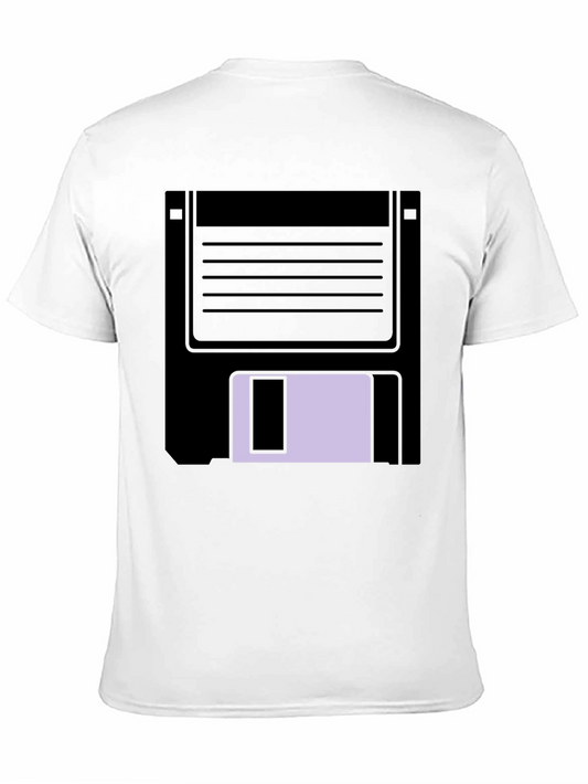 Retro Floppy Disk Graphic Tee - Black Casual T-Shirt