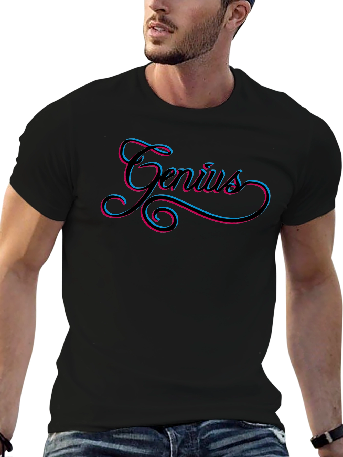 Genius Black T-Shirt - Stylish Mens Graphic Tee