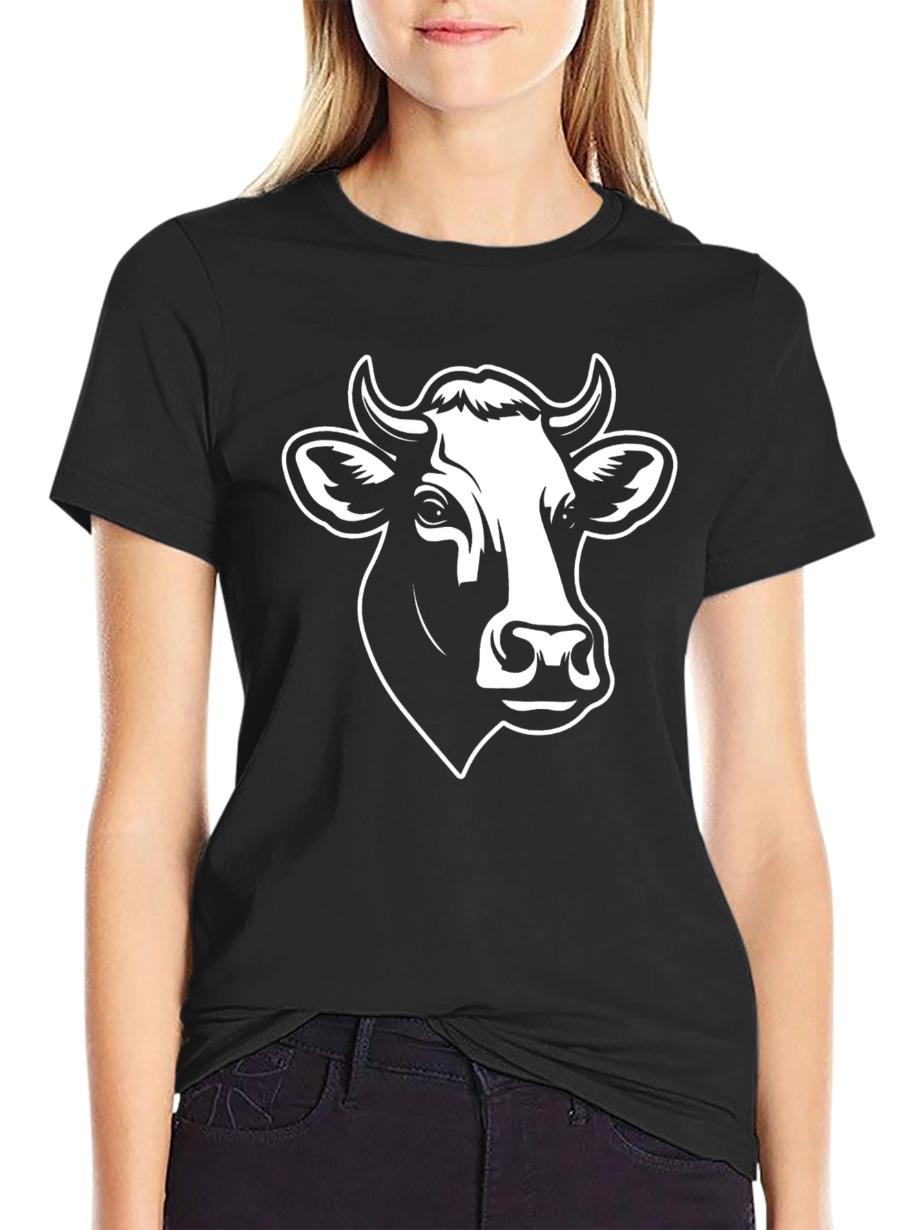 Cow Head Graphic Tee - Black