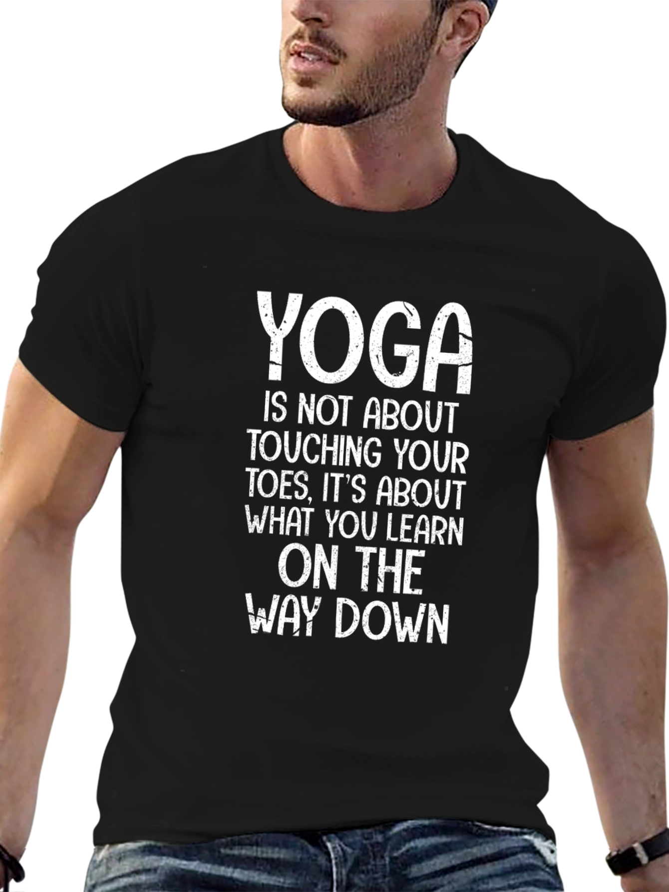 Yoga Philosophy Black T-Shirt: Learn On The Way Down