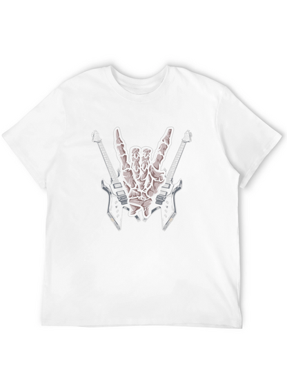 Rock On Skeleton Hand & Guitar Black T-Shirt
