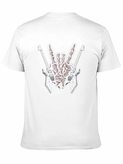 Rock On Skeleton Hand & Guitar Black T-Shirt