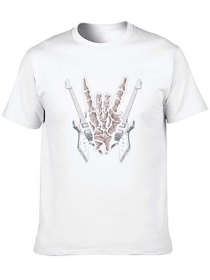 Rock On Skeleton Hand & Guitar Black T-Shirt