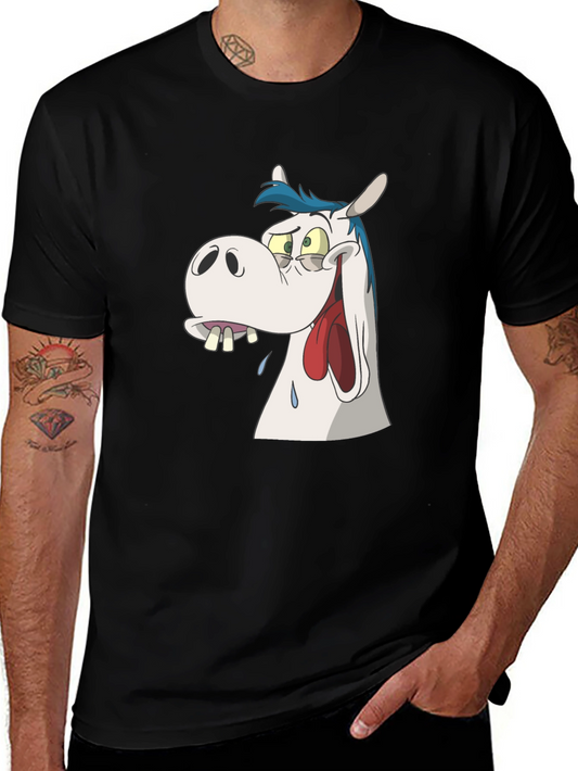Cartoon Horse Graphic Tee - Black Unisex T-Shirt