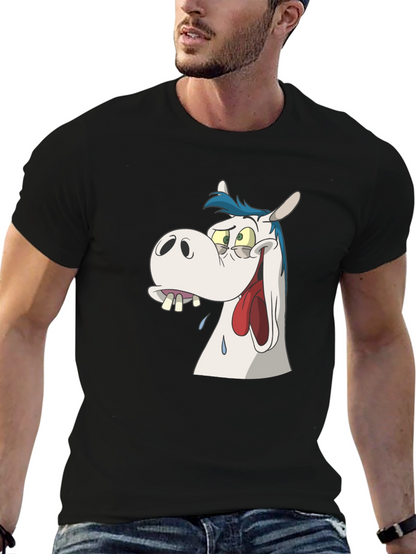 Cartoon Horse Graphic Tee - Black Unisex T-Shirt