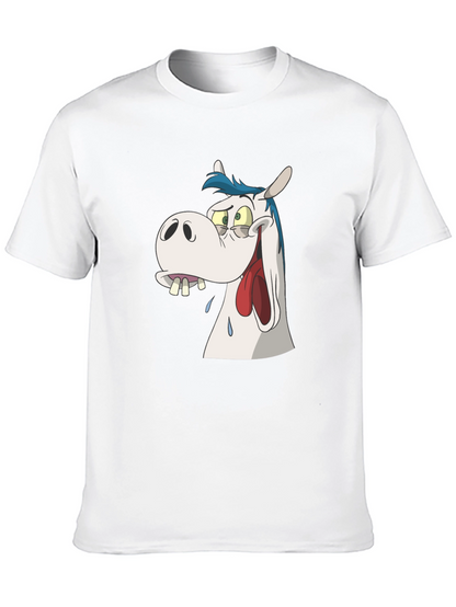 Cartoon Horse Graphic Tee - Black Unisex T-Shirt