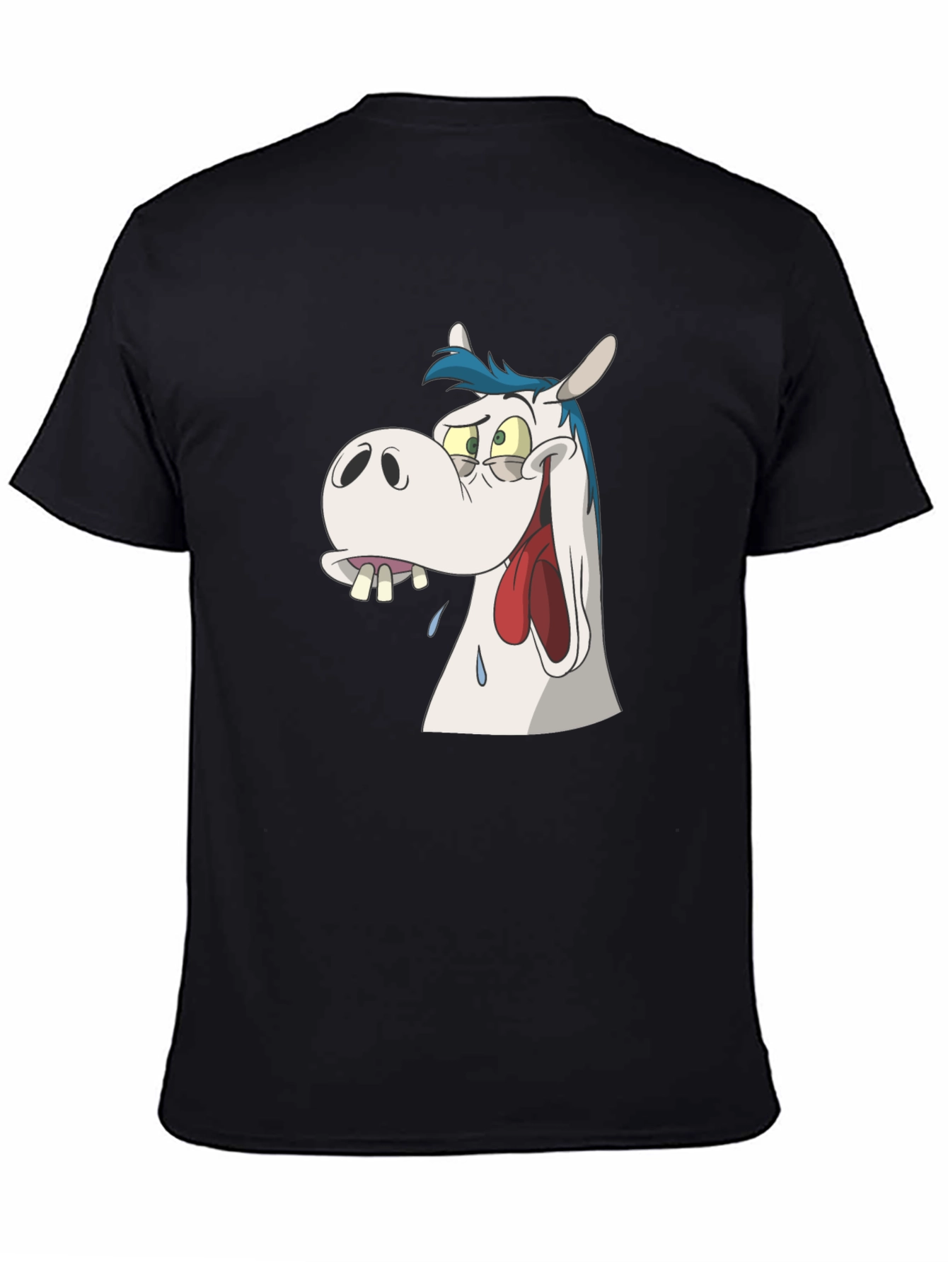 Cartoon Horse Graphic Tee - Black Unisex T-Shirt