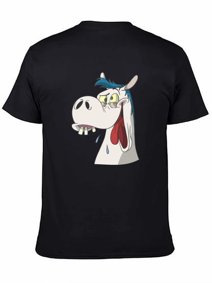 Cartoon Horse Graphic Tee - Black Unisex T-Shirt