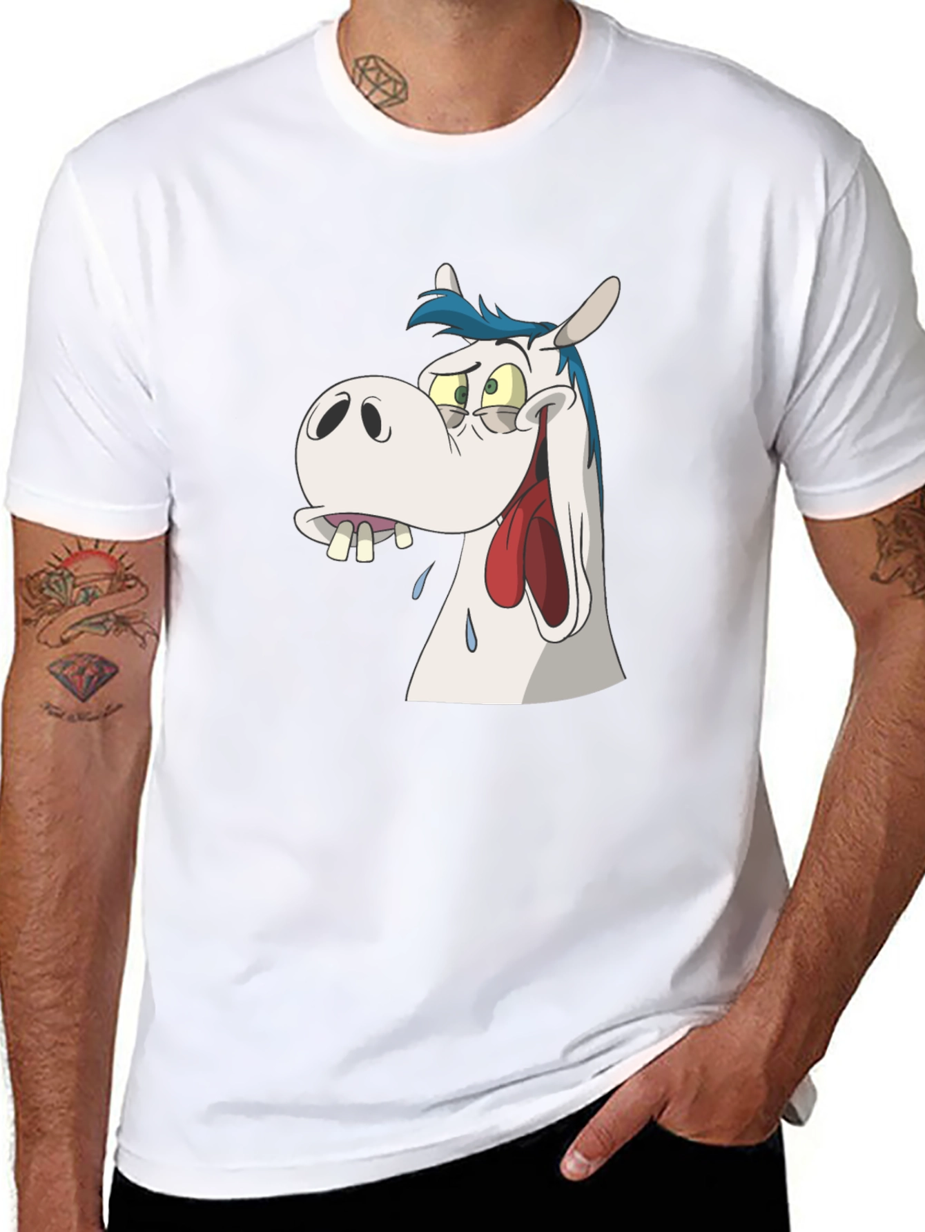 Cartoon Horse Graphic Tee - Black Unisex T-Shirt